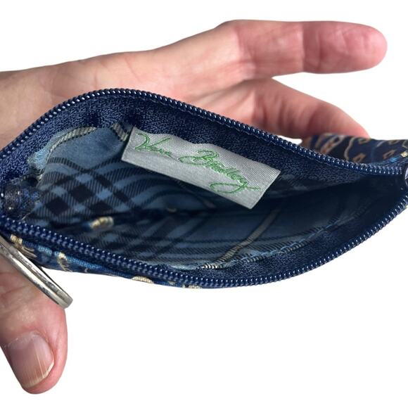 Vera Bradley Card Case Wallet Key Holder Blue Paisley - Picture 4 of 5